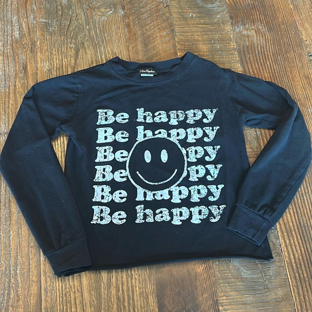 Be Happy - Smiley Face Graphic Long Sleeve Shirt.  Size 7/8